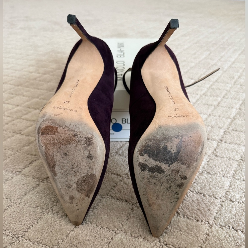 Manolo Blahnik BB pump with strap. Size 40. Purple suede. - Picture 5 of 5